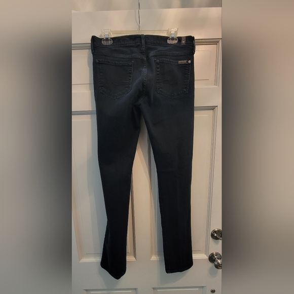Women's 7 For All Mankind Black Straight Leg Jeans Size 30 - Picture 2 of 8